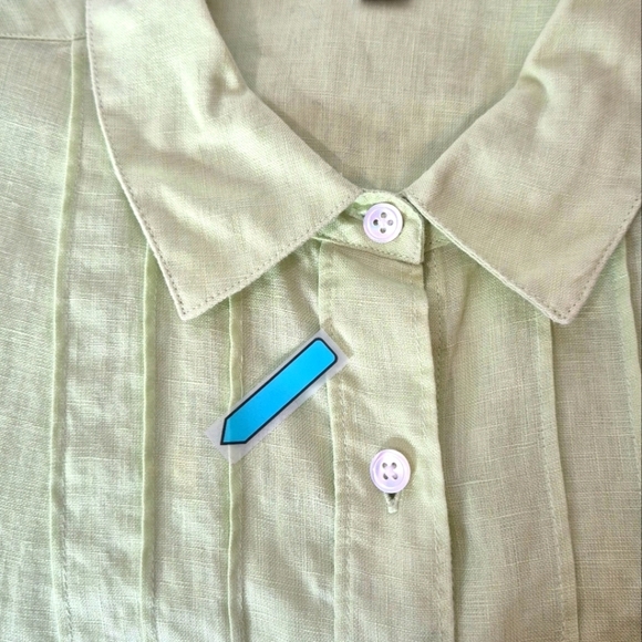 J. Jill Chartreuse Short Sleeve 100% Linen Pintuck Front Button Shirt - Size 3X - Picture 10 of 12